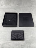 Saint Laurent YSL Black Grained Leather Monogramme Card Holder Case Wallet