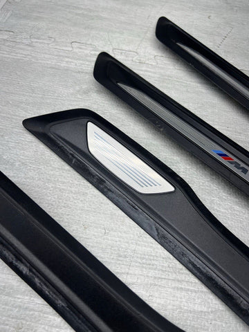 LBMW 15-18 F80 M3 SEDAN SCUFF PLATES DOOR SILLS TRIMS PANELS SET OEM