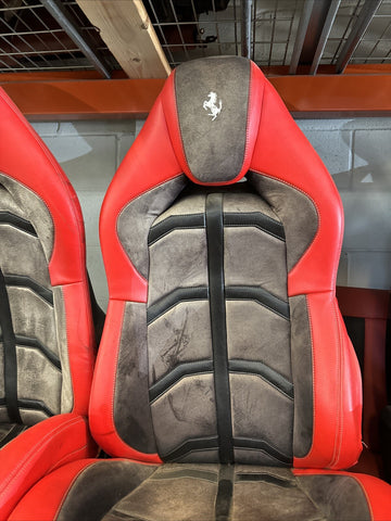 FERRARI F8 Tributo Front Seats Alcantara Grey / Red