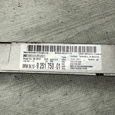 11–13 BMW 3 Series 335i Combox Telematics Bluetooth Control Module OEM 9251750