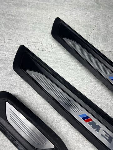 LBMW 15-18 F80 M3 SEDAN SCUFF PLATES DOOR SILLS TRIMS PANELS SET OEM