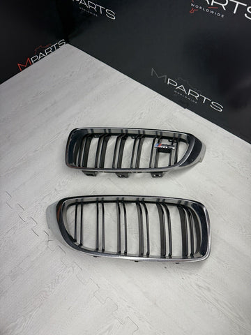 2015-2020 BMW F80 M3 F82 F83 M4 Front Bumper Kidney Chrome Grilles Grills OEM