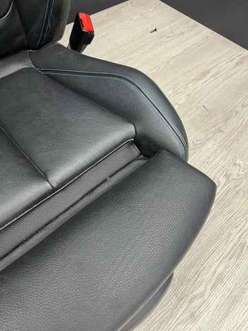 16-18 BMW F87 M2 Coupe Interior Front Right Passenger Seat Black Blue Stitching
