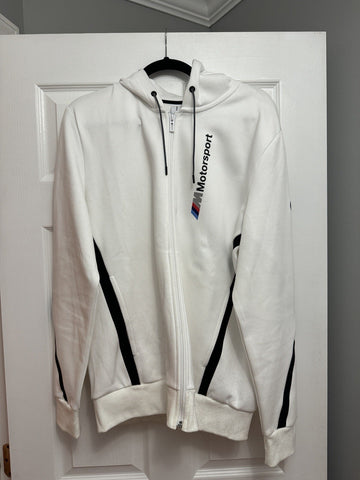 PUMA Men's BMW M Motorsport Full Zip Hoodie Sweater Jacket In White Size L Large