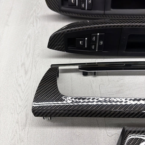 13-19 OEM BMW F06 M6 Central Console Dash Center Door Carbon Interior Trim Set