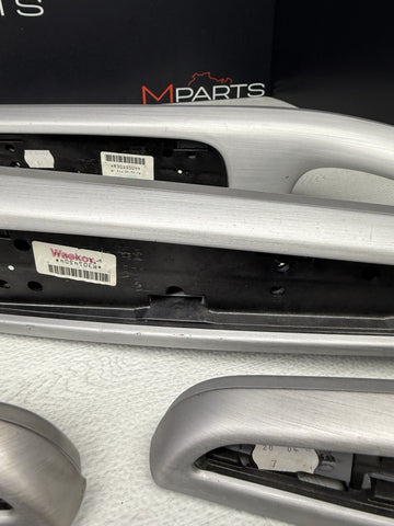 01-06 BMW E46 M3 Convertible Interior Armrests Trim Set Brushed Aluminum *Tabs