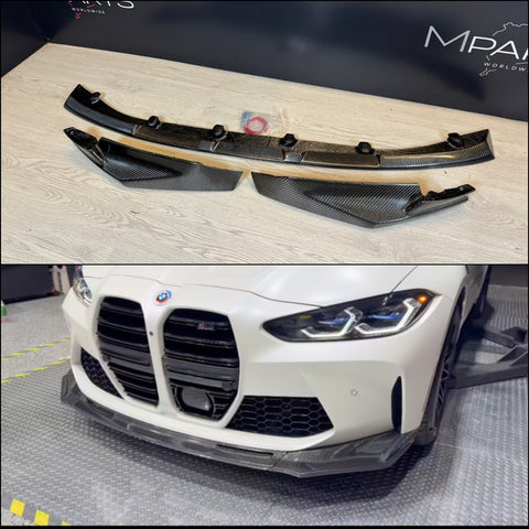 Carbon Fiber V Style Front Bumper Lip Spoiler For 2021-25 BMW G80 M3 G82 G83 M4