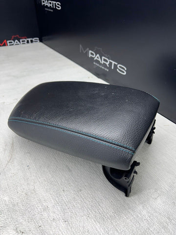 16-21 OEM BMW F87 M2 LCI Center Armrest Tray Console Black Leather Blue Stitch