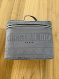 NEW Christian Dior Travel Oblique Embroidery Canvas Vanity Case Blue