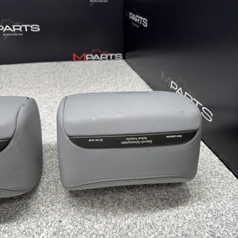 2001-2006 BMW E46 M3 Convertible Grey Rear Headrests Head Rests Pair OEM *Tabs*