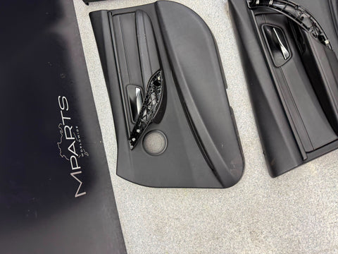 15-18 BMW F80 M3 Sedan Front Rear Door Card Panels Leather Black Set OEM *notes*