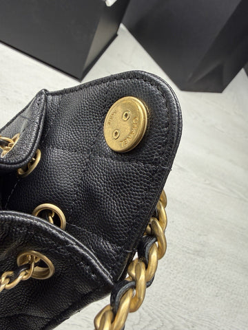 NEW CHANEL Mini 25 Hobo Bag Black Quilted Gold Chain Women's Shoulder Strap