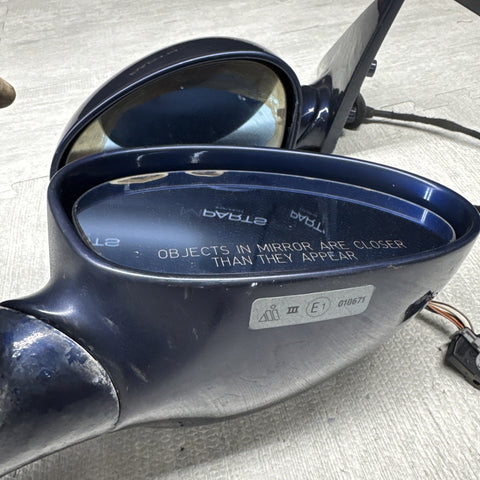 01-06 BMW E46 M3 Side View Door Mirrors Pair Mystic Blue *Notes*