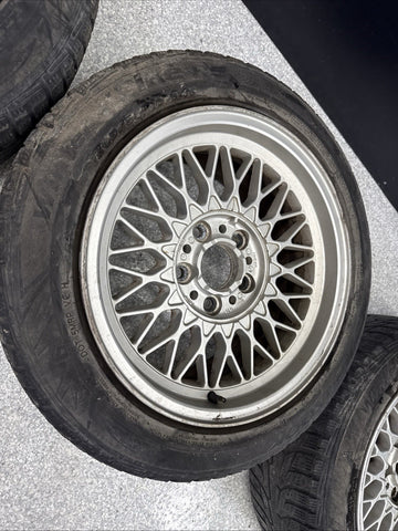 OEM BMW E28 E30 E38 Wheel Rims Tires Set Style 5 Silver 16" ET23 16x8 Square