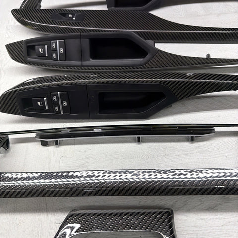 13-19 OEM BMW F06 M6 Central Console Dash Center Door Carbon Interior Trim Set