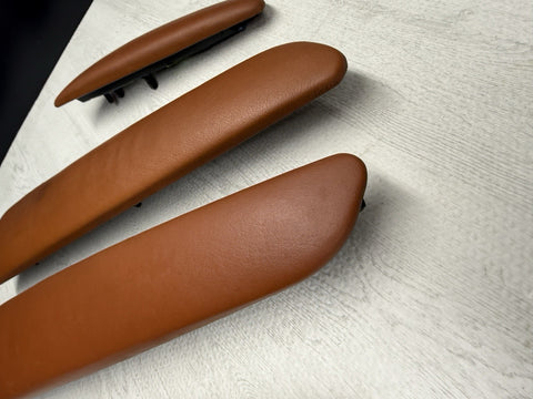 01-06 BMW E46 M3 Convertible Door Upper Arm Rest Armrest Pads Cinnamon