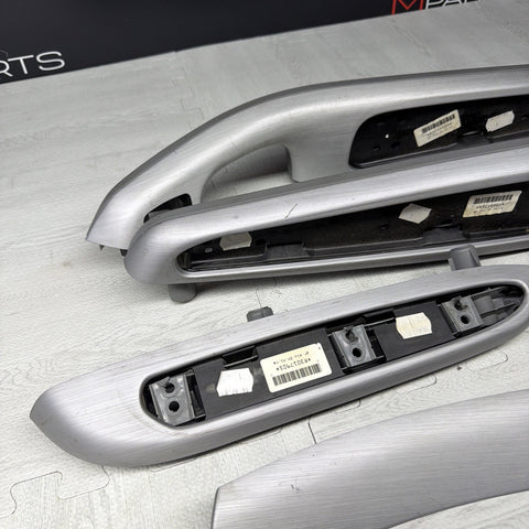 01-06 BMW E46 M3 Coupe Interior Armrests Trim Set Brushed Aluminum *Tab*