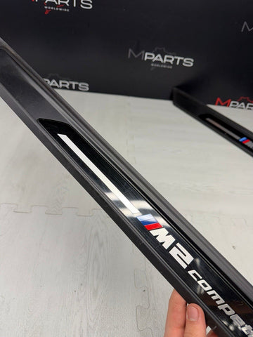 19-21 OEM BMW F87 M2 Competition Front Scuff Plates Door Sills Cover Trims Pair