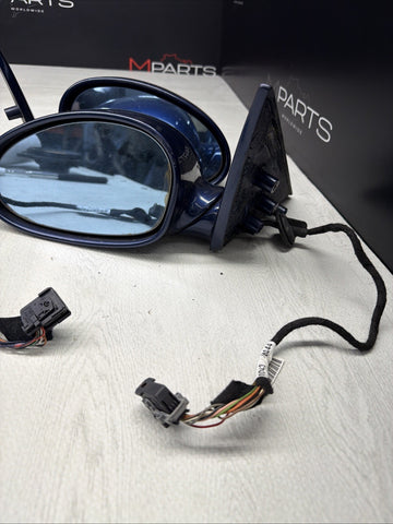 01-06 BMW E46 M3 Side View Door Mirrors Pair Topaz Blue Painted *Notes*