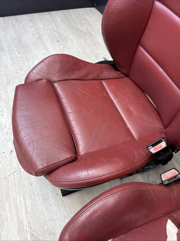 01-06 BMW E46 M3 Coupe Interior Front Seats Black Non Heated Powered Imola Red