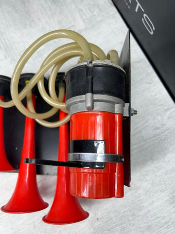 12V 185DB Loud Sound 4 Trumpet Red Train Air Horns Horn Kit E46 M3 Wiring