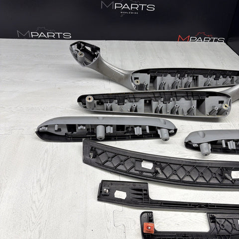 01-06 BMW E46 M3 Coupe Interior Armrests Trim Set Brushed Aluminum *Tab*