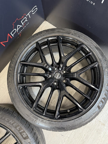 NISSAN GTR R35 FRONT & REAR SET ALLOY WHEELS RIMS BLACK OEM STAGGERED