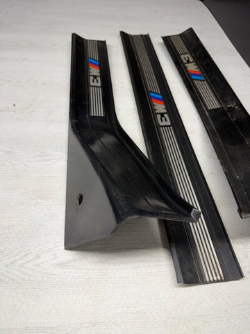 95-99 OEM BMW E36 M3 Sedan Door Sills Plates Covers Black *Missing 1 Front
