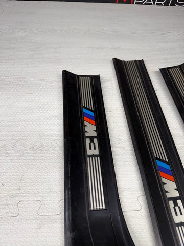 95-99 OEM BMW E36 M3 Sedan Door Sills Plates Covers Black *Missing 1 Front