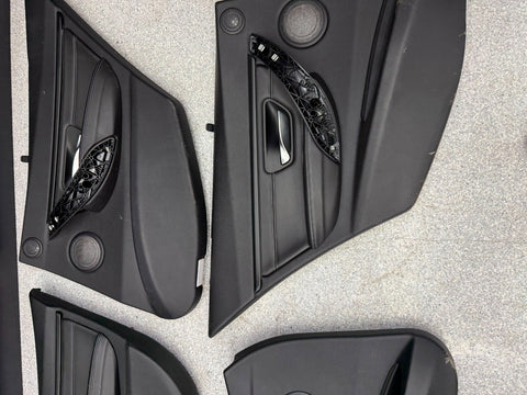 15-18 BMW F80 M3 Sedan Front Rear Door Card Panels Leather Black Set OEM *notes*