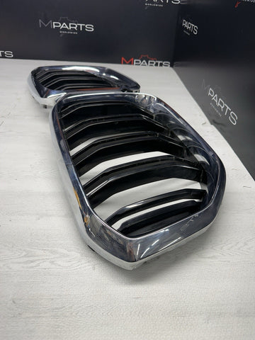 20-23 BMW F95 X5M FRONT GRILLE ASSEMBLY COVER INSERT MOLDING CHROME 8079727 OEM