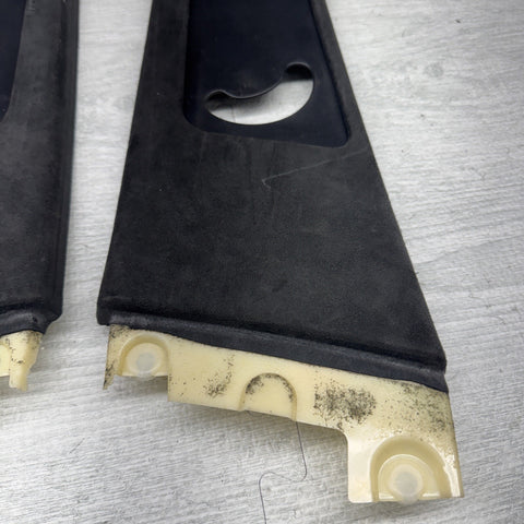 00-03 BMW E39 M5 B-Pillar Column Interior Upper Cover Pair Alcantara Black OEM