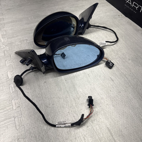 01-06 BMW E46 M3 Side View Door Mirrors Pair Mystic Blue *Notes*