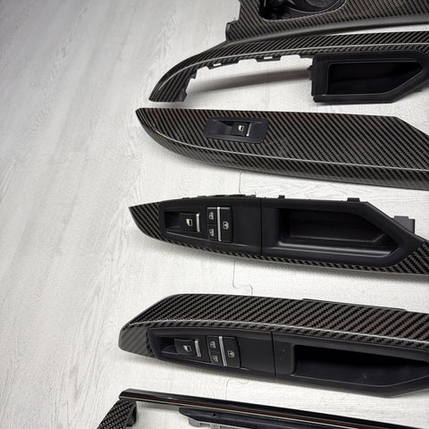 13-19 OEM BMW F06 M6 Central Console Dash Center Door Carbon Interior Trim Set