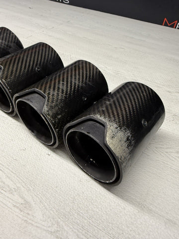 (4) BMW 15-20 F80 M3 F82 M4 Carbon Fiber Exhaust Tips 70MM