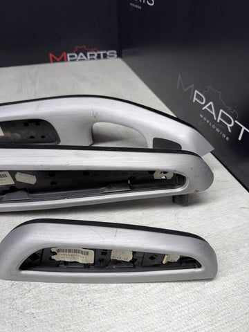 01-06 BMW E46 M3 Brushed Aluminum/Black Door Trim Armrests Front Rear *Notes*