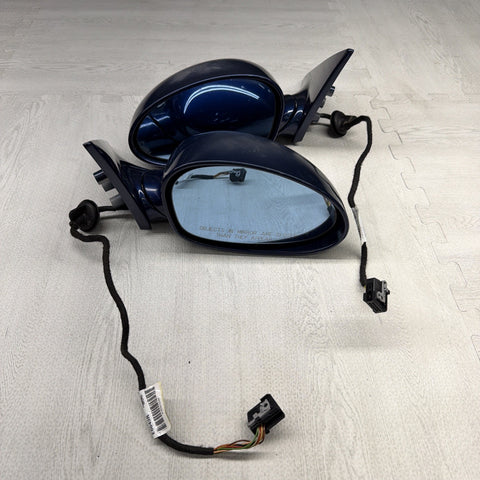 01-06 BMW E46 M3 Side View Door Mirrors Pair Mystic Blue *Notes*