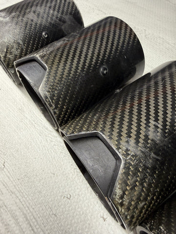 (4) BMW 15-20 F80 M3 F82 M4 Carbon Fiber Exhaust Tips 70MM