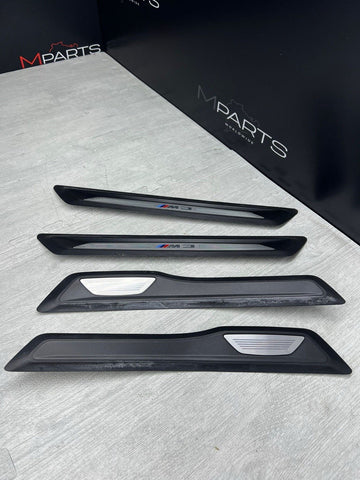 LBMW 15-18 F80 M3 SEDAN SCUFF PLATES DOOR SILLS TRIMS PANELS SET OEM