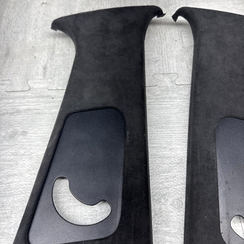 00-03 BMW E39 M5 B-Pillar Column Interior Upper Cover Pair Alcantara Black OEM