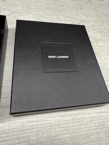 Saint Laurent YSL Black Grained Leather Monogramme Card Holder Case Wallet