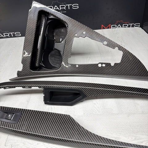 13-19 OEM BMW F06 M6 Central Console Dash Center Door Carbon Interior Trim Set