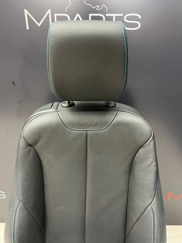 16-18 BMW F87 M2 Coupe Interior Front Right Passenger Seat Black Blue Stitching