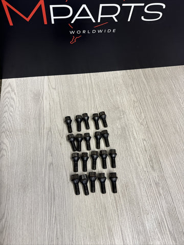 BMW E30 E36 E46 E39 E60 E63 E64 E90 E92 E93 Rim Lug Bolts Black Stock Set of 20