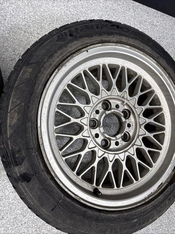 OEM BMW E28 E30 E38 Wheel Rims Tires Set Style 5 Silver 16" ET23 16x8 Square