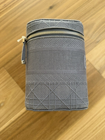 NEW Christian Dior Travel Oblique Embroidery Canvas Vanity Case Blue