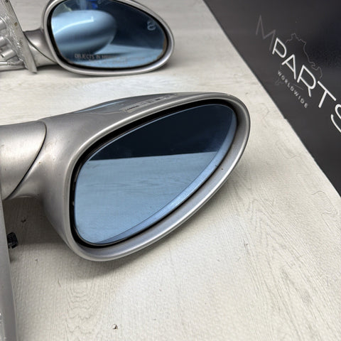 01-06 BMW E46 M3 Side View Door Mirrors Pair Titan Silver *Notes*