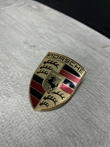 PORSCHE MACAN 991 CAYENNE PANAMERA FRONT HOOD EMBLEM LOGO OEM GENUINE