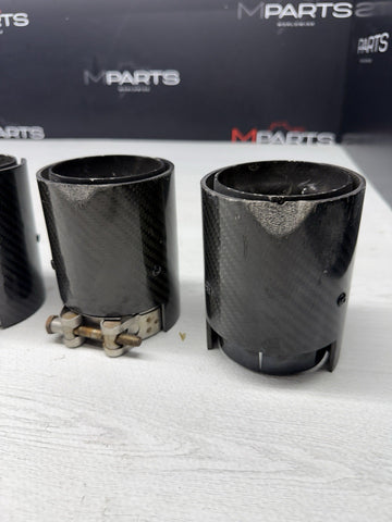 (4) BMW 15-20 F80 M3 F82 M4 Carbon Fiber Exhaust Tips 70MM