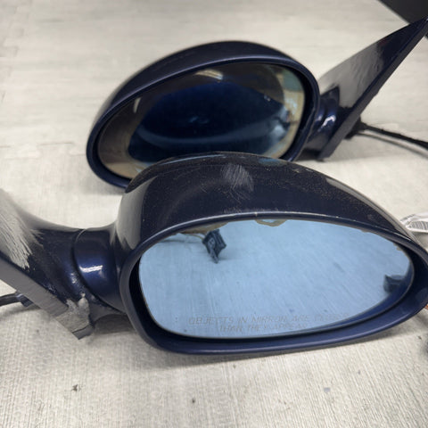01-06 BMW E46 M3 Side View Door Mirrors Pair Mystic Blue *Notes*